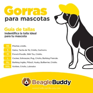 alt="tabla de tallas gorras para perros BeagleBuddy "AMARILLA"