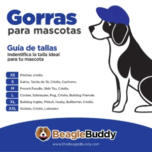 alt="tabla de tallas gorras para perros BeagleBuddy "AZUL MARINO"