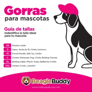 alt="tabla de tallas gorras para perros BeagleBuddy "FUCSIA"
