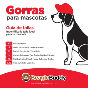 alt="tabla de tallas gorras para perros BeagleBuddy "ROJA"